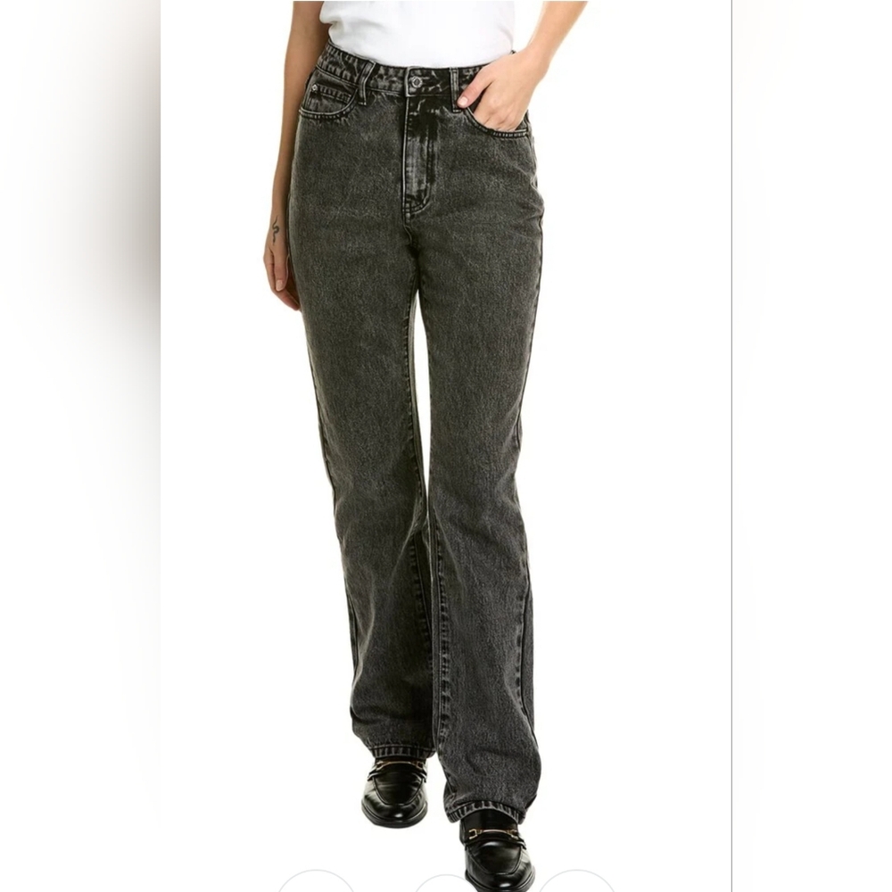 WeWoreWhat HIGH RISE RELAXED STRAIGHT LEG JEANS, SZ 24;25, BLACK WASH, NWT